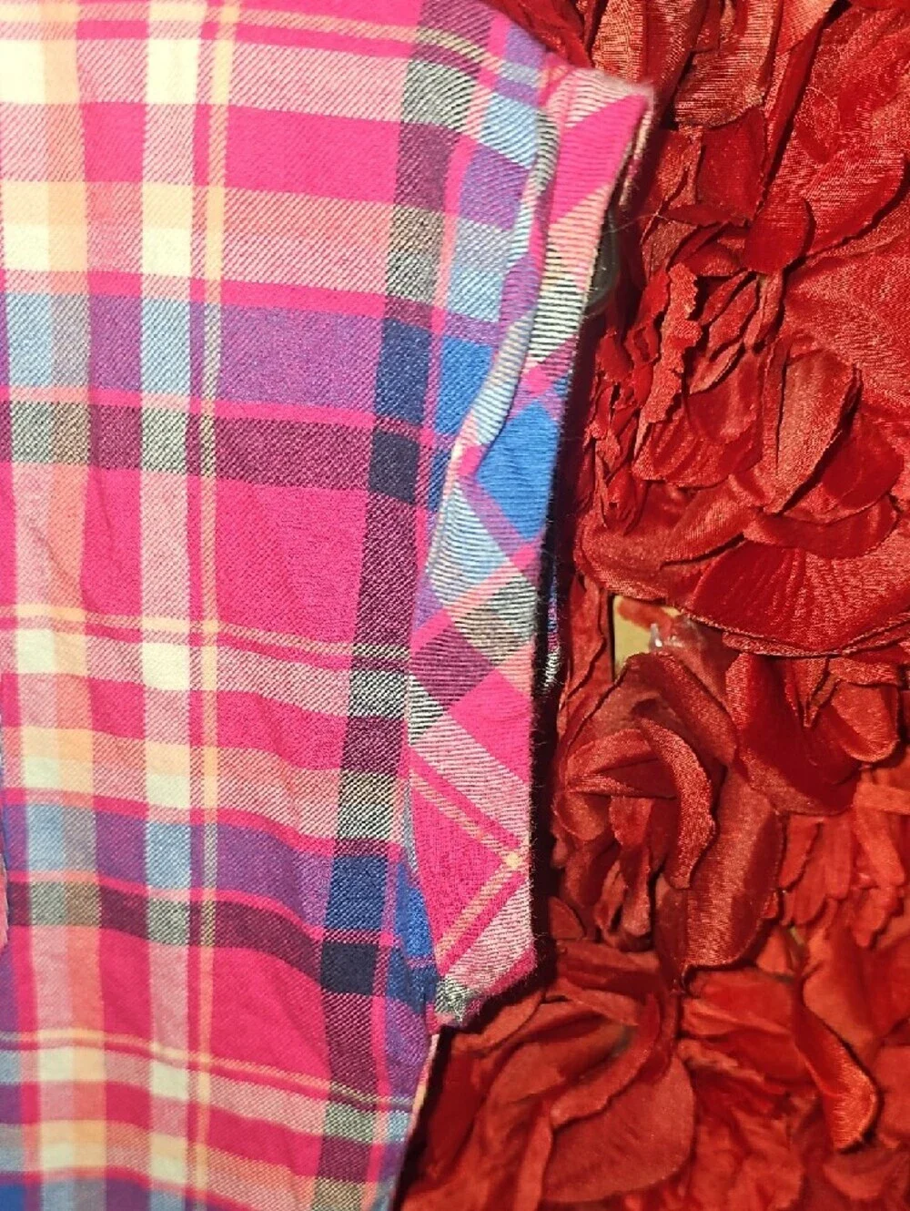 Cat & Jack Girls Pink and Blue Plaid Girls Peplum Style Dress Size 10/12